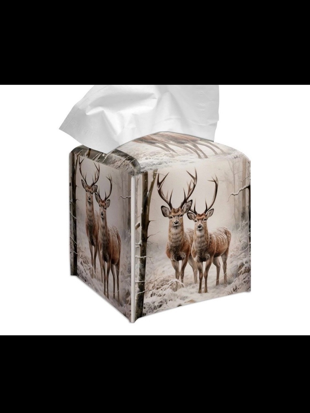 Grace Yonks Forest Deers PU Leather Cube Tissue Box Cover